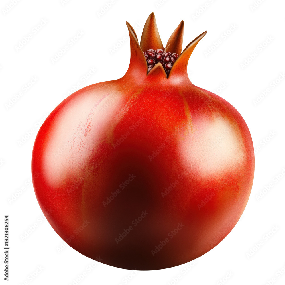 Poster ripe pomegranate fruit displayed on a solid black background emphasizing its rich color and textural