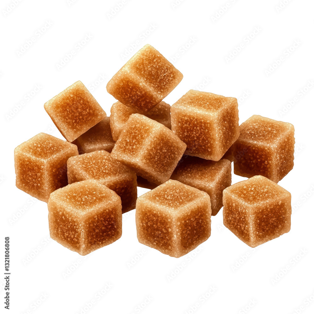 Poster neatly arranged pile of sugar cubes on a wooden surface creating a sweet and simple visual in a kitc