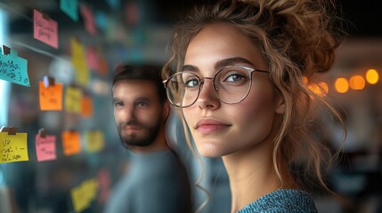 A diverse group of three professionals is engaged in a collaborative brainstorming session.