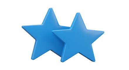 Obraz premium Two Blue Stars Standing Together on White Background for Rating Concept