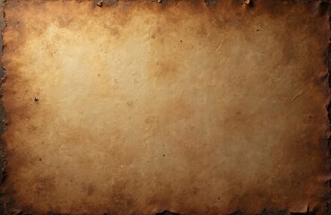 Old brown paper parchment background texture. Vintage antique grunge backdrop with distressed beige yellow gold, cream colors. Banner border design, elegant faded grimy craft layout. Wrinkled