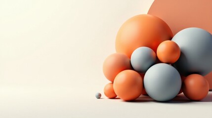 Fototapeta premium Abstract Composition of Smooth Spheres in Soft Peach and Gray Hues Against a Neutral Background