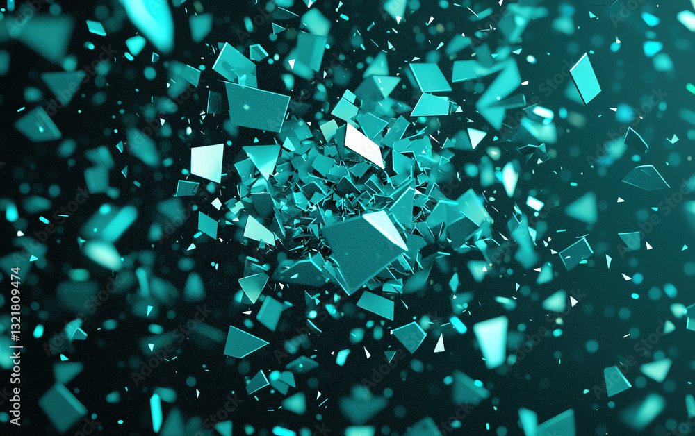 Aufkleber abstract shattered glass effect with luminous shards creating dynamic visual