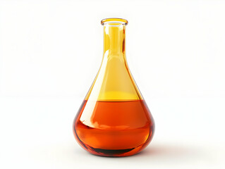 A glass laboratory flask filled with a vibrant orange liquid, showcasing the beauty of scientific experiments and chemistry.