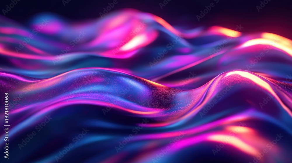Poster abstract wavy iridescent background with glowing neon colors. the flowing, dynamic design is a creat
