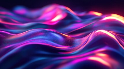 Obraz premium abstract wavy iridescent background with glowing neon colors. The flowing, dynamic design is a creative display