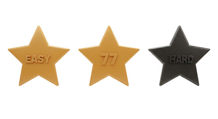 Rating System Showing Easy, Medium and Hard Levels of Difficulty
