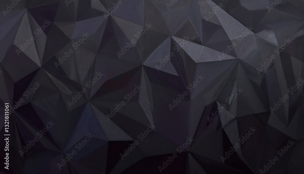 Fototapete dark geometric polygonal pattern with sharp triangular facets, abstract modern texture for backgroun
