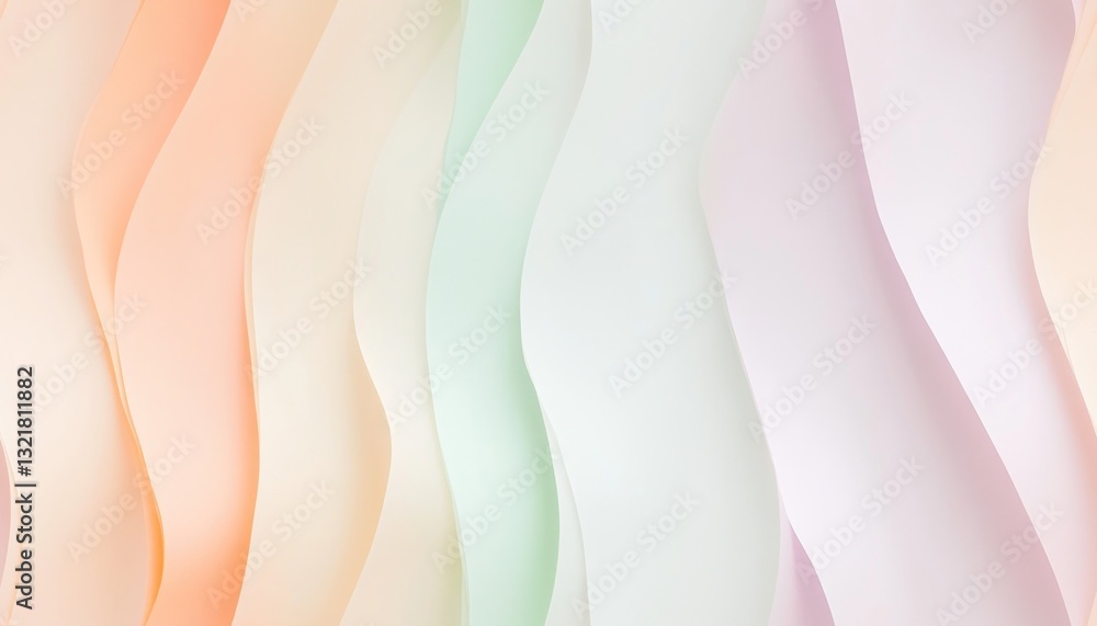 Poster pastel colored wavy shapes creating an abstract background