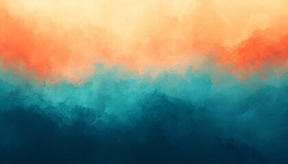 A vibrant abstract background featuring a blend of orange, turquoise, and deep blue hues, creating a soothing and dynamic visual experience.