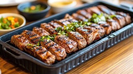 Exploring science and technology in food preparation grilled steak showcase culinary environment close-up view