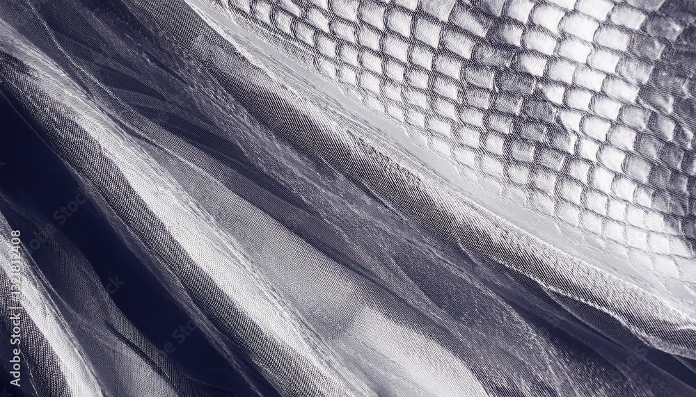 Fototapete  abstract close-up of translucent textured fabric with organic linear patterns in monochrome tones for modern design