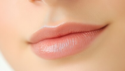 Fototapeta premium Close up of beautiful female lips showing lip gloss makeup