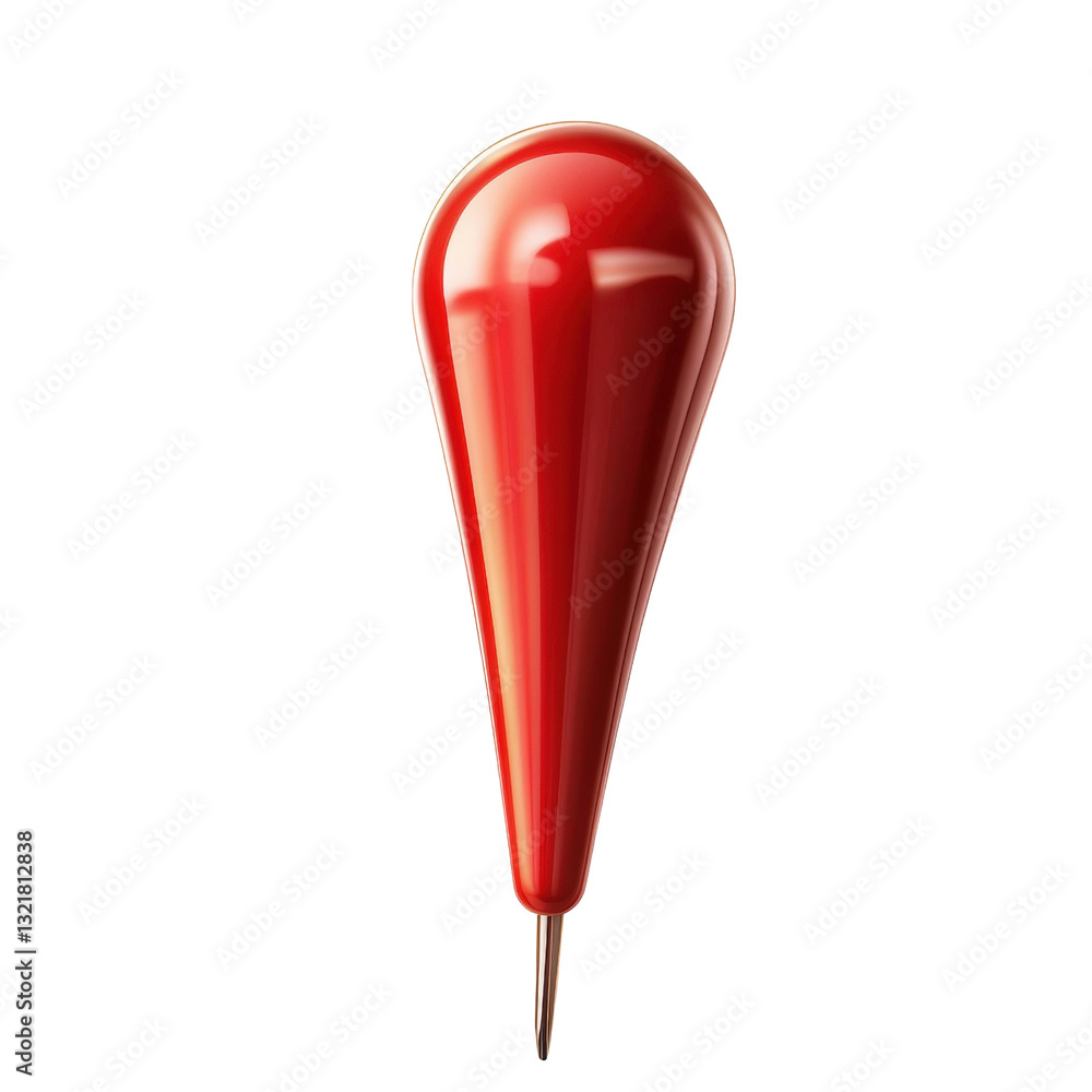 Poster bright red pin positioned on a black background creating a striking visual contrast and emphasizing 