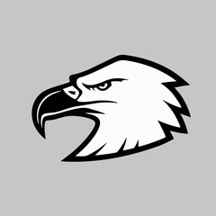 Eagle head, sharp beak, determined look, sports logo, vector graphic