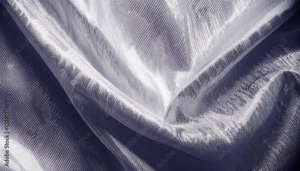 Poster  abstract close-up of translucent textured fabric with organic linear patterns in monochrome tones for modern design