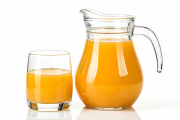 Fresh Orange Juice in a Glass Pitcher and a Glass