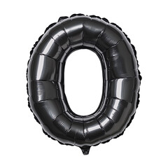 A single black balloon shaped like the number 0 is depicted against a white background.
