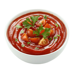 Fresh Tomato Soup with Garnish of Herbs and Cherry Tomatoes