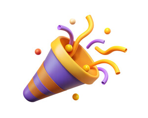3d Party popper isolated on transparent background