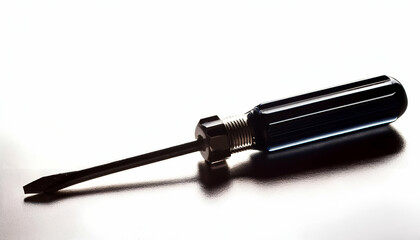 Fototapeta premium A Solitary Screwdriver Rests On A Sleek Surface, A Silent Testament To Potential Projects And The Quiet Power Of Tools, Bathed In Dramatic, High-contrast Light