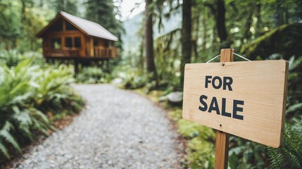 Charming wooden treehouse for sale in a lush forest setting, inviting nature lovers to explore.