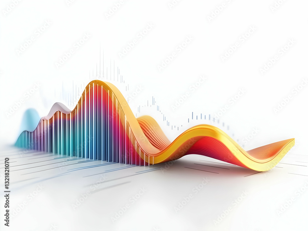 Poster dynamic abstract graph showing growth and trends with vibrant colors on a clean background.