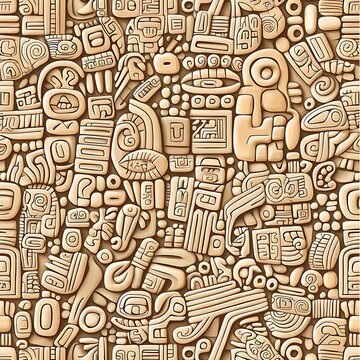 Etnic handmade monochrome patterns daidido ancient mayan glyphs seamless design artistic environment