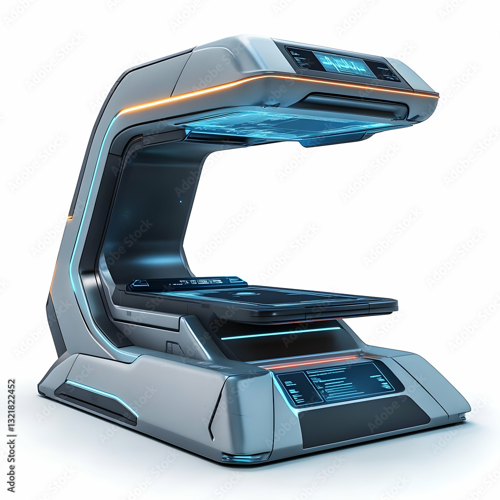 Poster futuristic 3d printer showcasing modern design and advanced features for rapid prototyping and manuf