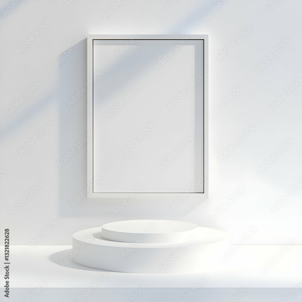 Poster minimalistic empty frame in a bright setting, perfect for showcasing artwork or photography in a cle