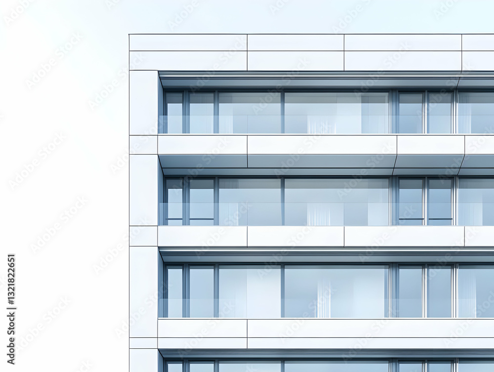 Poster modern architectural design showcasing a sleek and minimalist building facade with large windows and