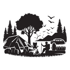 Obraz premium Camping silhouette icon vector illustration.