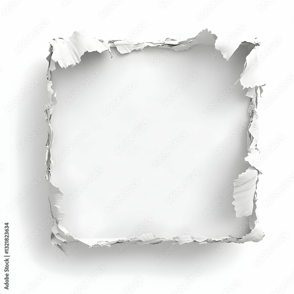 Poster torn paper frame with a blank space, perfect for showcasing designs or text in creative projects.