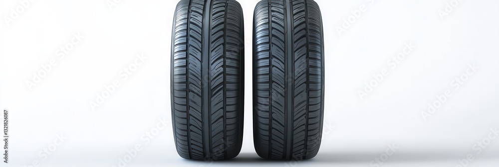 Poster tread patterns of two car tires showcased on a clean white background highlighting their design and 