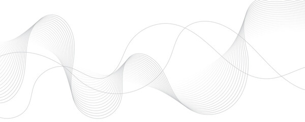 Abstract gray wave dynamic curve lines on transparent background with flowing particles. Digital energy waves technology concept. Modern backdrop design for business, presentation, banner.