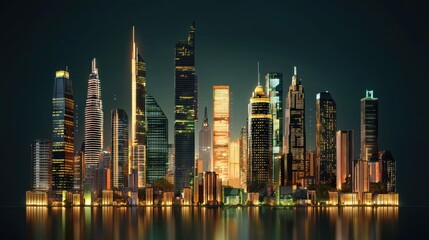 Obraz premium A high-tech cityscape under development, linked by a web of digital communication lines.