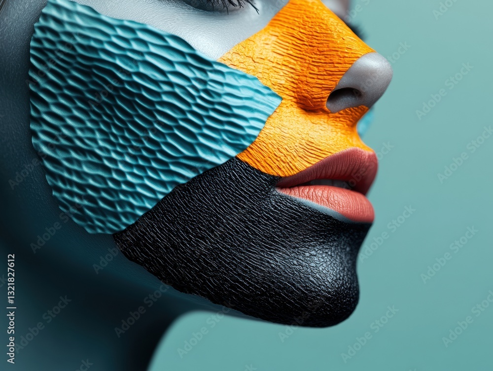 Poster digital metamorphosis textural ai identity exploration - innovative sensory design visualizing human