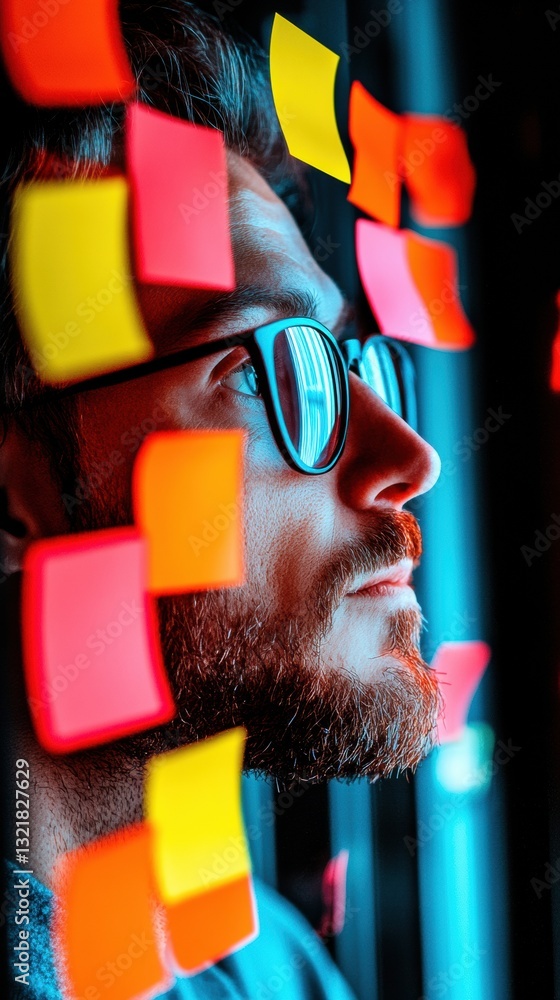 Poster immersive creativity unleashed gen z digital innovators mindful design process with vibrant post-it 