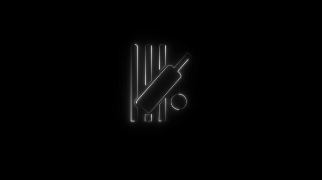 Neon Cricket Showcase Bat, Ball, and Stumps Icon and Symbol Animation on Black Background, HD Video