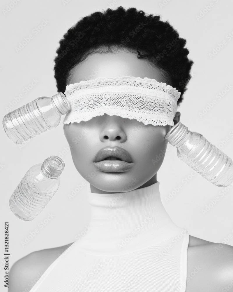 Aufkleber fluid dynamics minimalist hydration performance - avant-garde gen z wellness visualization with scul
