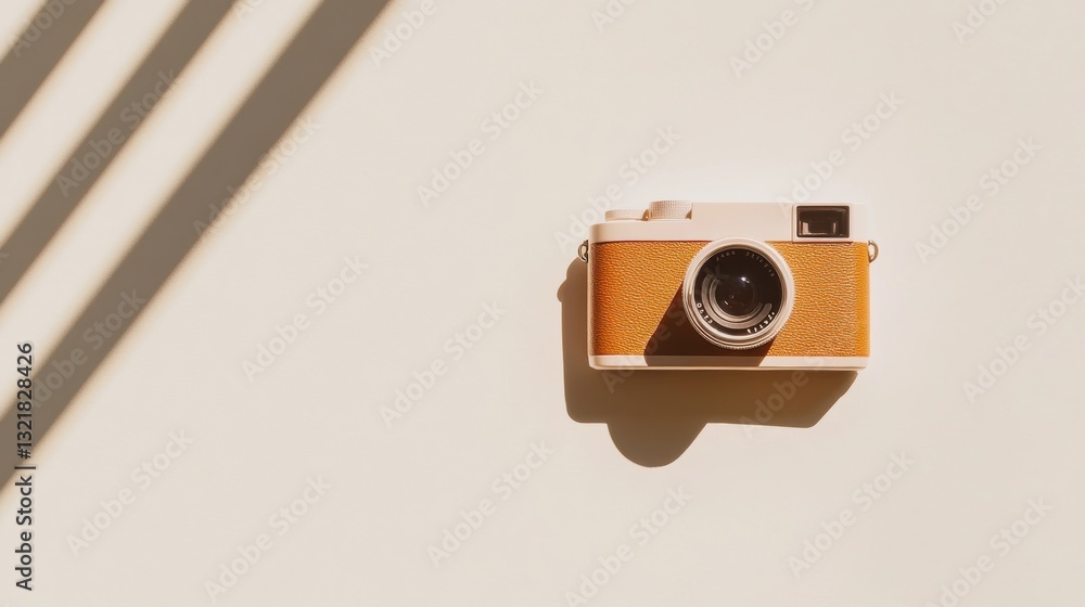 Aufkleber retro analog revival minimalist vintage polaroid camera capturing nostalgic creativity in soft neutr