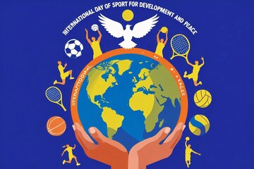 A stylized graphic design for International Day of Sport for Development and Peace. 