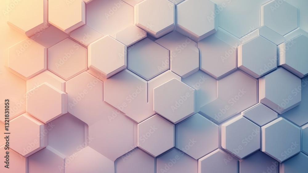 Poster abstract hexagonal pattern in soft pastel tones for modern design
