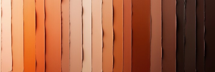 Collection of various skin tone paper strips aligned vertically, diversity representation in colors