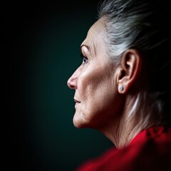 Obraz premium Timeless Dignity Intimate Portrait of Graceful Aging, Celebrating Senior Wellness and Empowered Mature Beauty in Minimalist Contemporary Aesthetic