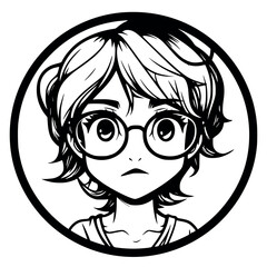 Kawaii Anime Girl – Shy Glasses & Nervous Charm