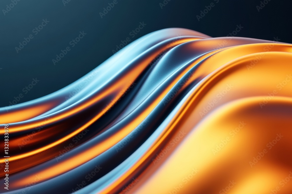 Poster Fluid Digital Dynamics Next-Gen AI Data Visualization with Metallic Wave Abstraction - Cutting-Edge Technology for Innovative Marketing and Design Strategies