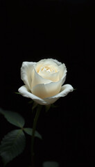 A white rose against a dark background, vertical.