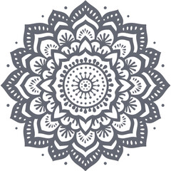 Colorful Floral Medallion Design, on a white and transparent background, PNG.
