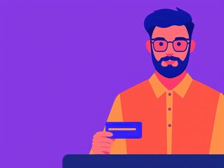 Minimalist illustration of a small business owner receiving a digital payment, clean and modern style